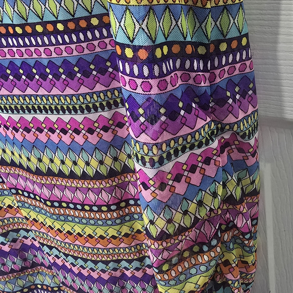 Anne Cole Relaxed Graphic Purple and Pink Swim Coverup - Picture 3 of 4